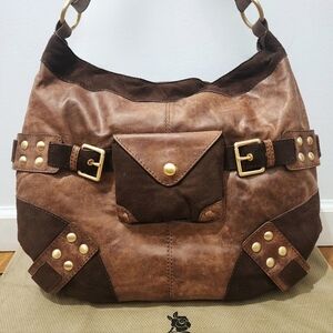 Isabella Fiore Studded Brown Leather Bag